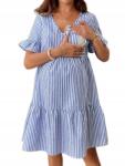 Shein Kismama És Szoptatós Ruha Fehér-kék Csíkos 42 XL__XL