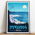  Utazó poszter Görögország Mykonos Vintage A3 (Plakat Podróżniczy Podróże Vintage 86)
