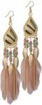  Hosszú, lógó fülbevaló tollakkal, boho, orientális, rózsaszín, női tollas fülbevaló (5905884039526)