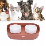  Dupla kutya-macska etetőtál tárolórekesszel (Podwójna miska dla psa kota 2x 420ml)
