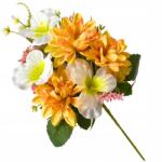 Hurt77 Mesterséges Dália Csokor 43 cm Virág Kompozíció Fehér Sárga (WMD-220A bukiet)