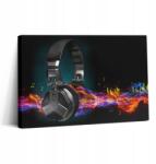 Wallfluent Canvas Fotó Vászon Vállon Előszoba Fejhallgatók és Hanghullámok (010030010150000075268)