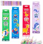  48 db-os ceruza radírral gyerekeknek, színes iskolai ceruza készlet, állatos (HMQB48-DW)