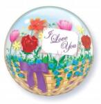 Qualatex Kerek virágos lufi Valentin napra, nyomott mintával (918/81074)