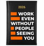 FunnyCase Könyvnaptár 2026 Work Even People Seeing You Fekete Ajándék Minták (Kalendarz Czarny WORK EVEN PEOPLE SEEING YOU)