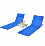 Costway Strand napozóágy szett 2 db összecsukható asztal hordozható kék Costway (NP10213NY)