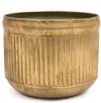 Styldekor Virágtartó Fém Fedél Arany 16x19cm Bordázott Retro Antik 15 20 (0405641-2AP)
