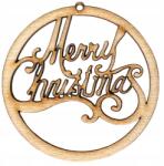 Loveart Fa medál gömb felirat Merry Christmas 7cm Decoupage dekoráció (LVKS-2145)