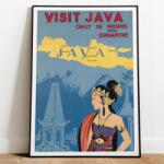  Fali poszter Java Vintage Sziget A3 (Plakat Podróżniczy Podróże Vintage 21)