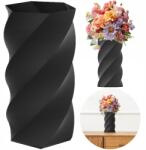  Virág Váza Törhetetlen Modern Spirális Hexagon Fekete (WAZ000001-B)
