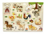 Tonic Puzzle incastru din lemn cu butoni - animale de la ferma in limba romana (101685)