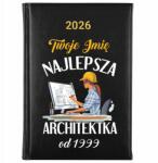 FunnyCase Naptár 2026 A5 Fekete Személyre szabott Legjobb Építésznő *Dátum* (Kalendarz Najlepsza Architektka Mot Wz)