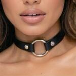  Bőr nyakörv cirkónia Bdsm choker sex goth erotikus kütyük