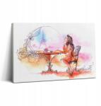 Wallfluent Vászonkép Canvas Modern Irodába Nő Teát iszik Párizsban 30x20 cm (010030010150000074835)