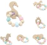 Smart Baby Дървена гризалка с гривничка Smart Baby - Многоцветна, асортимент (ACT139)