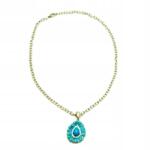  Türkiz medál nyaklánc kavicsokkal (0612-532 AS)
