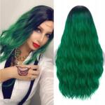  Női paróka Hosszú haj Zöld Ombre Cosplay Halloween Anime jelmez (DE026GR)