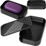 P4U Szabadonálló Szappantartó Fürdőszobapulthoz Csepegtetővel, Fekete, Modern (CZARNA MYDELNICZKA)