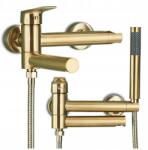 Ari Kádtöltő Csaptelep Zuhanyzóval Összecsukható Fali Kifolyó Sárgaréz Tömlő Arany (Bateria Wannowa Ścienna 0000185)
