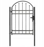  vidaXL Kerítéskapu, lekerekített, 100x125 cm, fekete (143085)