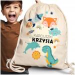 SubMedia Hátizsák Pamut zsák óvodába Iskolabölcsőde cipő Gyermek Neve (Worek sportowy do szkoły z IMIENIEM DZIECKA)