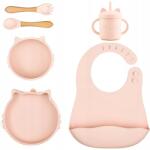  Szilikon edénykészlet gyerekeknek Tapadókorongos tányér Világos rózsaszín
