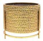 Styldekor Virágtartó Fém Fedél Arany 30x35cm Állvány Lábakon Díszített (0401174-3AP)