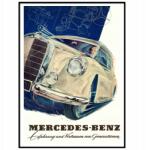  Poszter Mercedes Benz klasszikus autó dekoráció A3 (wyścigi samochodowe)