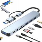Tech-Protect Usb Hub Mg Ultra 8 az 1-ben Usb C 3.0 Adapter Elosztó Kártyaolvasó 8 portos (USB-A / TYPE-C / SD / TF / Audio: 3.5 mm)