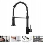  Konyhai csaptelep kihúzható kifolyóval, fekete színben (GMA66)