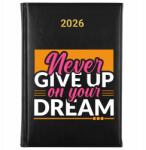 FunnyCase Könyvnaptár 2026 Never Give Up Fekete tervező határidőnapló Ajándék Wz (Kalendarz Czarny NEVER GIVE UP)
