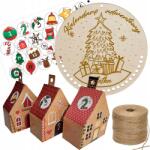 Wyczaruj Prezent Adventi naptár Szett fa alap gravírozás házikók matrica Név Z6 (Komplet - kalendarz adwentowy domki baza)