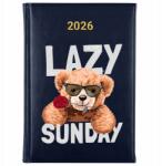 FunnyCase Könyvnaptár 2026 Lazy Sunday sötétkék tervező határidőnapló ajándék Wz (Kalendarz Granatowy LAZY SUNDAY)