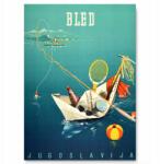  Vintage Bled poszter Jugoszlávia Szlovénia A3 (Plakaty na ścianę Podróże travel A3)