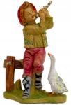 Włoska Karácsonyi betlehem figura. - Fiú fuvolával és lúddal- 12cm magas figurákhoz (11151-26)