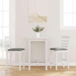 vidaXL 2 db fehér tömörfa gumiból bárszékek párnákkal (4102541)