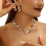 silvermark925 Női ékszer szett aranyozott gyöngyök strasszokkal (Na Urodziny, Na Wesele, Na Sylwestra)