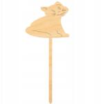 Loveart Cica pálcikán fa dísz rétegelt lemezből Loveart 14cm Decoupage dekoráció (LOV-Sklejka)