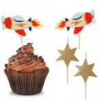 Party Deco Születésnapi gyertyák pálcikán, Repülőgép Csillagok 3db