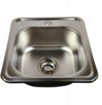  Klasszikus mosogató, acél, 38×38cm, 1mm vastag, szifon, akkumulátorra (5907046237719)