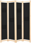 vidaXL Fekete 4-paneles szövetparaván 160 x 170 x 4 cm (248184)