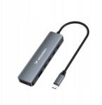 Wozinsky Usb-c 6 az 1-ben Hub Wozinsky WHBC10Y4S multifunkcionális, alumínium, 25 cm-es kábellel (5907769366437)