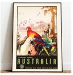 Utazó poszter Papagájok Ausztrália Vintage A3 (Plakat Podróżniczy Podróże Vintage)