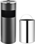 vidaXL szürke acél hamutartó szemeteskukával 30 L (51089)