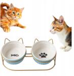  Kerámia Macskaeledel Tál Szett Állványon Modern Ízléses (Z0016)