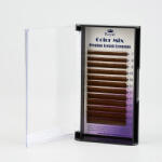 Royal Beauty Extensii de gene Premium ROYAL Silk (Maro deschis), Curbură C, Grosime 0.15 mm, Lungime Mix, 12 rânduri