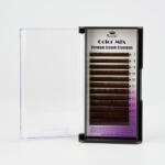 Royal Beauty Extensii de gene Premium ROYAL Silk (Maro închis), Curbură C, Grosime 0.10 mm, Lungime Mix, 12 rânduri
