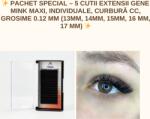 Royal Beauty ✨ Pachet Special - 5 Cutii Extensii Gene Mink Individuale, Curbură CC, Grosime 0.12 mm (13mm, 14mm, 15mm, 16 mm, 17 mm)-20 randuri ✨