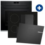 Bosch HBG272EB3 Serie 4 Beépíthető sütő+Bosch PUG61RAA5E Beépíthető indukciós főzőlap+Bosch DWK65DK60 Falra szerelhető páraelszívó