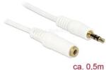 Delock Stereo Jack hosszabbító kábel 3.5 mm 3 pin apa > anya 0.5 m fehér (DL83763) (DL83763)